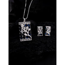 Generic Women's Brass Silver Plated Pendant Set (Blue)