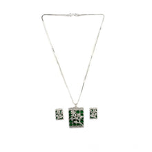 Generic Women's Brass Silver Plated Pendant Set (Green)