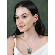 Generic Women's Brass Silver Plated Pendant Set (Green)