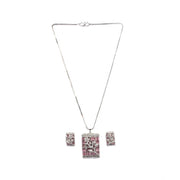 Generic Women's Brass Silver Plated Pendant Set (Pink)