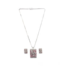 Generic Women's Brass Silver Plated Pendant Set (Pink)
