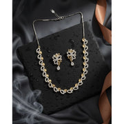 Generic Women's Brass Silver Plated Necklace set (Silver)