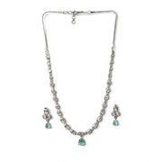 Generic Women's Brass Silver Plated Necklace set (Turquoise)