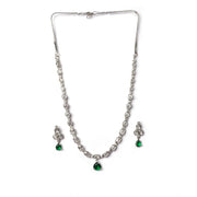 Generic Women's Brass Silver Plated Necklace set (Green)