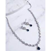 Generic Women's Brass Silver Plated Necklace set (Blue)