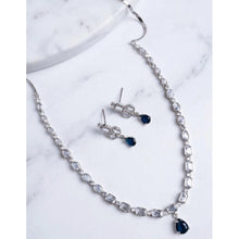 Generic Women's Brass Silver Plated Necklace set (Blue)
