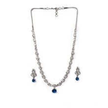 Generic Women's Brass Silver Plated Necklace set (Blue)