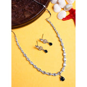 Generic Women's Brass Silver Plated Necklace set (Blue)