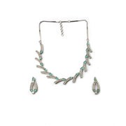 Generic Women's Brass Silver Plated Necklace set (Turquoise)