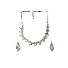 Generic Women's Brass Silver Plated Necklace set (Turquoise)