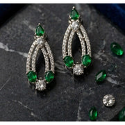Generic Women's Brass Silver Plated Necklace set (Green)