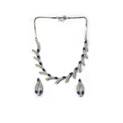Generic Women's Brass Silver Plated Necklace set (Blue)