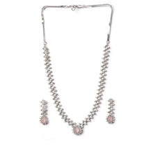 Generic Women's Brass Silver Plated Necklace set (Pink)