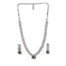 Generic Women's Brass Silver Plated Necklace set (Green)