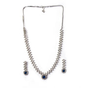 Generic Women's Brass Silver Plated Necklace set (Blue)