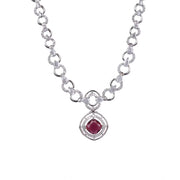 Generic Women's Brass Silver Plated Necklace set (Red)