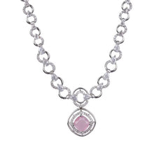 Generic Women's Brass Silver Plated Necklace set (Pink)