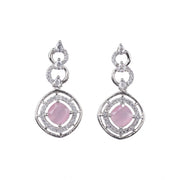 Generic Women's Brass Silver Plated Necklace set (Pink)