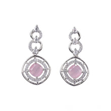 Generic Women's Brass Silver Plated Necklace set (Pink)