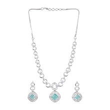 Generic Women's Brass Silver Plated Necklace set (Turquoise)