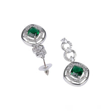 Generic Women's Brass Silver Plated Necklace set (Green)