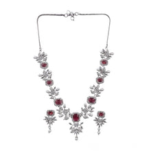 Generic Women's Brass Silver Plated Necklace set (Red)