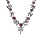 Generic Women's Brass Silver Plated Necklace set (Red)