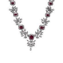 Generic Women's Brass Silver Plated Necklace set (Red)