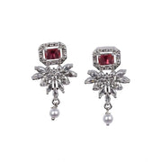 Generic Women's Brass Silver Plated Necklace set (Red)