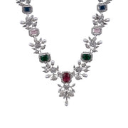 Generic Women's Brass Silver Plated Necklace set (Multicolor)