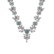 Generic Women's Brass Silver Plated Necklace set (Turquoise)