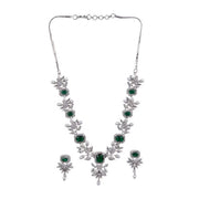 Generic Women's Brass Silver Plated Necklace set (Green)