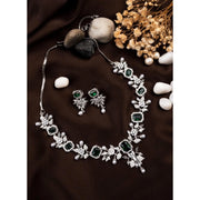 Generic Women's Brass Silver Plated Necklace set (Green)