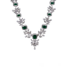 Generic Women's Brass Silver Plated Necklace set (Green)