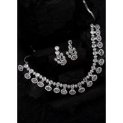 Generic Women's Brass Silver Plated Necklace set (White)