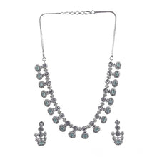 Generic Women's Brass Silver Plated Necklace set (Turquoise)