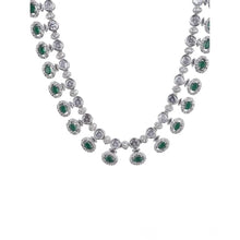 Generic Women's Brass Silver Plated Necklace set (Green)