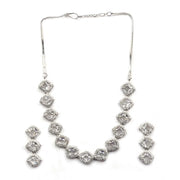 Generic Women's Brass Silver Plated Necklace set (White)