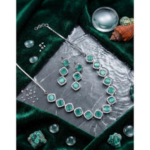 Generic Women's Brass Silver Plated Necklace set (Turquoise)