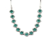 Generic Women's Brass Silver Plated Necklace set (Green)