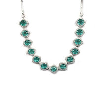Generic Women's Brass Silver Plated Necklace set (Green)