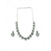 Generic Women's Brass Silver Plated Necklace set (Green)