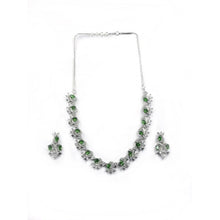 Generic Women's Brass Silver Plated Necklace set (Green)