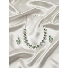 Generic Women's Brass Silver Plated Necklace set (Green)