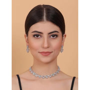 Generic Women's Brass Silver Plated Necklace set (Multicolor)