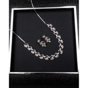 Generic Women's Brass Silver Plated Necklace set (Red)