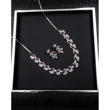 Generic Women's Brass Silver Plated Necklace set (Red)