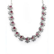 Generic Women's Brass Silver Plated Necklace set (Red)