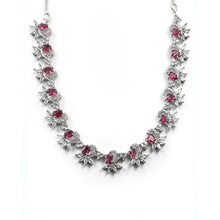 Generic Women's Brass Silver Plated Necklace set (Red)