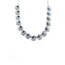 Generic Women's Brass Silver Plated Necklace set (Blue)